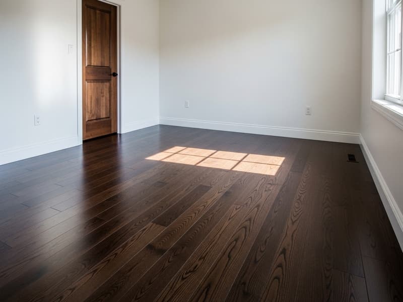 Restored natural maple hardwood floors in a bright bedroom